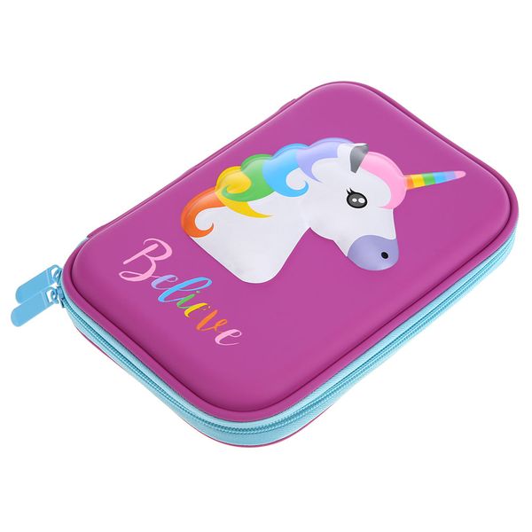 

cartoon horse kids students pencil bag case big capacity stationery purple