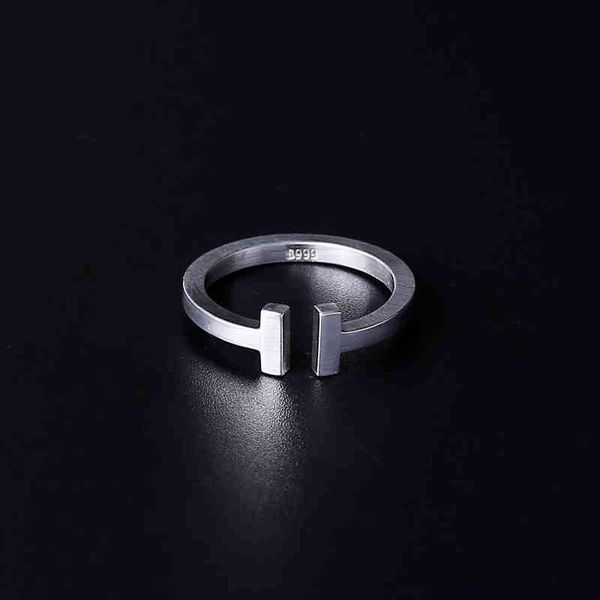 

k9ed handmade s999 sterling silver double open ring female sar fashion adjusable cusom gif ail, Golden;silver