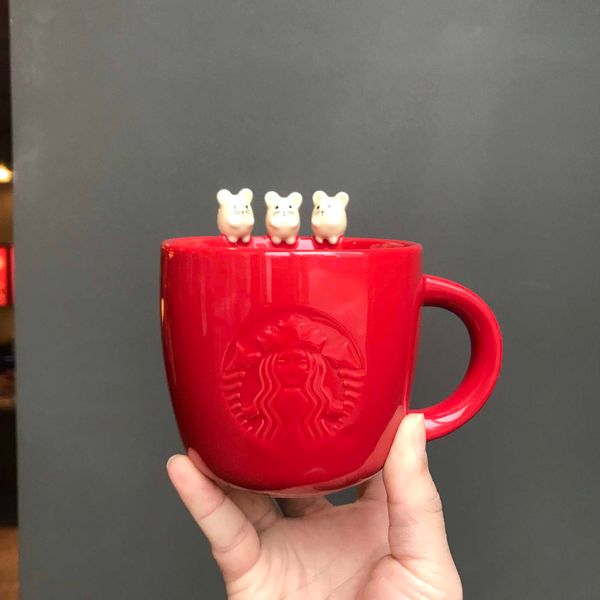 

2020 starbucks cup new year gift rat party ceramic mug water cup 355ml
