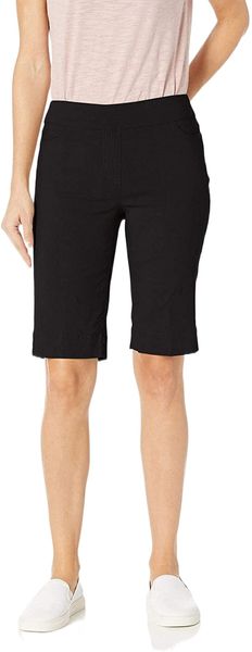

women's wide band pull-on solid walking short z2f4#, White;black