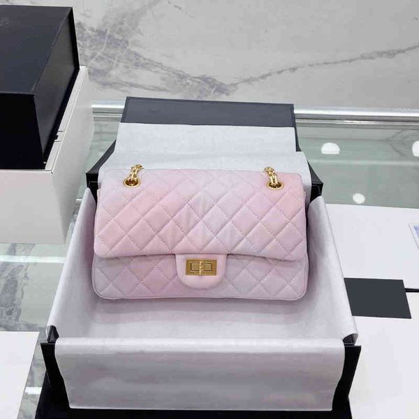 

2022ss w tie dye rainbow gradient classic double flap quilted bags 2.55 gold metal hardware chain crossbody shoulder luxury designer sacoche