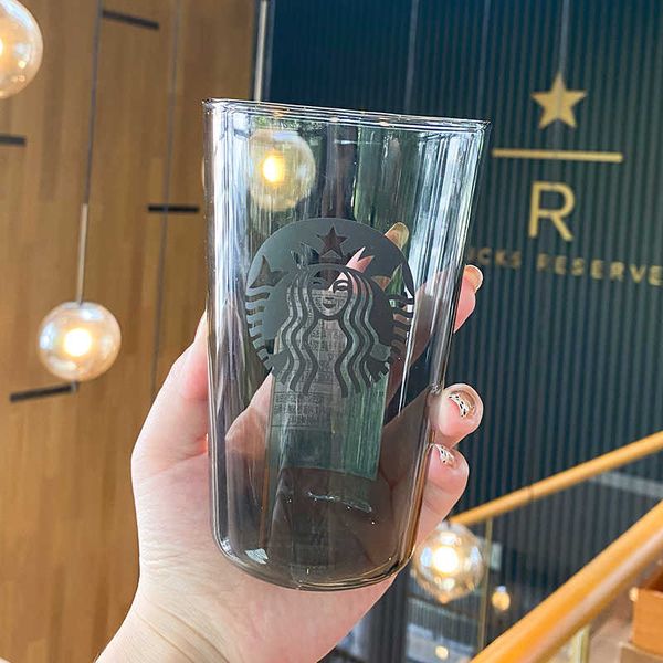 

starbucks cup glass black high beauty women's office large capacity coffee cup