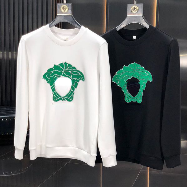 

22 early autumn designer men's sweater fashion trendy brand portrait printing men's round neck long-sleeved t-shirt, Black