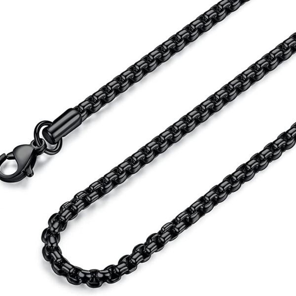 Correntes 2mm 3mm de 4 mm de 4 mm feminino aço inoxidável preto Chain Chain Chain de alta qualidade Colar 18-36 polegadas