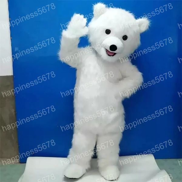 Costumi della mascotte dell'orso bianco di simulazione Vestito da personaggio dei cartoni animati di alta qualità Vestito da festival all'aperto per feste di compleanno per adulti di Halloween