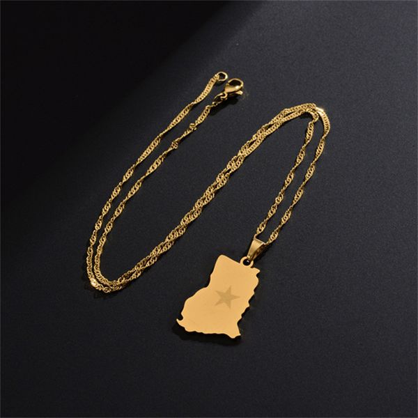 

europe and america stainless steel africa ghana map pendant necklace, Silver