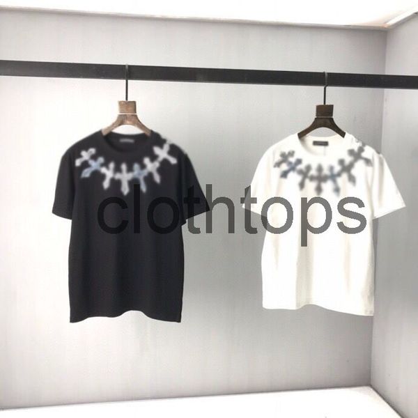 

2022ss new hand-painted graffiti short-sleeved t-shirt cotton fabric designer clothescp clothing, Black;brown