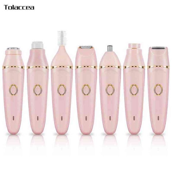 

7 in 1 waterproof multi-part trim smooth and painless lady electric shaver epilator fine eyebrows washing instrument with box 0314