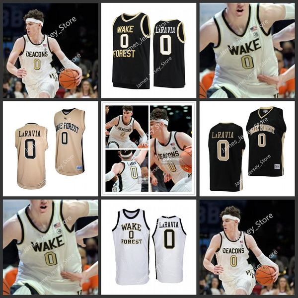 

jake laravia basketball jersey wake forest demon deacons stitched college jerseys 2022 ncaa school basketball wears, Black