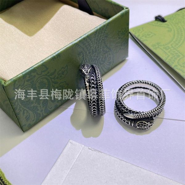 

70% off 2022 new designer jewelryfamily / spirit snake ring men's women's double trend domineering and fierce, making old black co, Silver