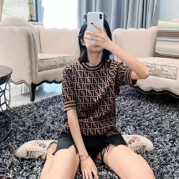 

designer 2021 spring and summer short sleeved knitted t-shirt new loose korean half women's fashion versatile women 2022, White