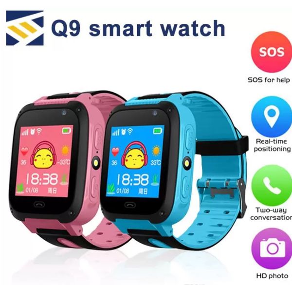 

q9 kid smart watch lbs sos waterproof tracker smart watches for kids anti-lost support sim card compatible for android phone with retail box, Blue