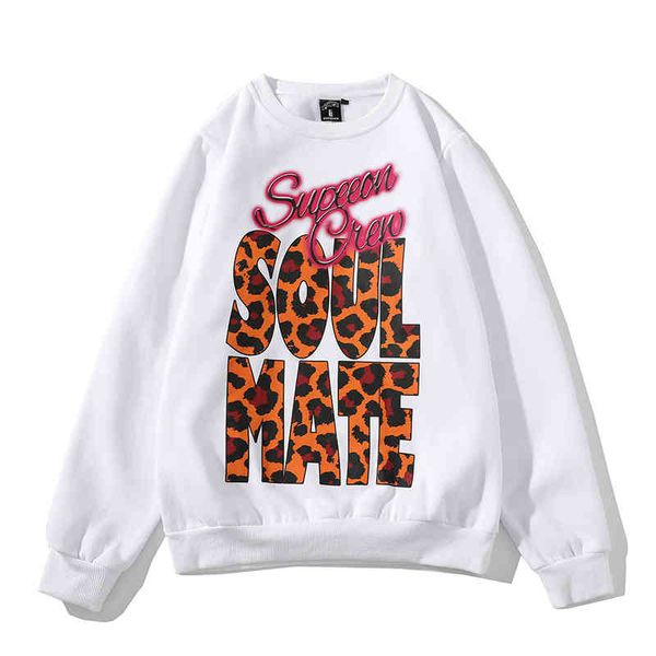 Maglione con stampa leopardata per uomo e donna Bf Fashion Br Ruffian Hsome Fried Street Primavera Autunno Personalità allentata Senza cappuccio Hip-hop