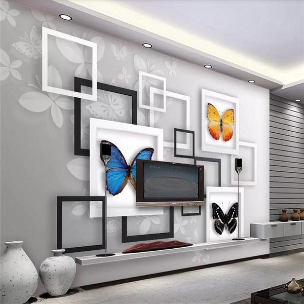 Papéis de parede Fantasy Butterfly Living Room TV Background Professional Professional Mural Papel de parede Poster personalizado