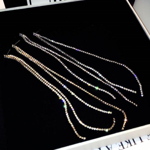

stud korean version sweet, elegant, simple, thin, long ear line, feminine, sexy, face shape, temperament, tassel, lady's earrings, Golden;silver