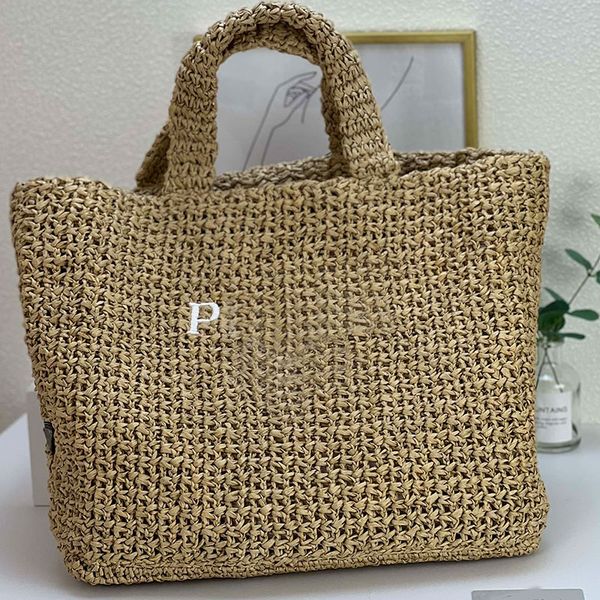

hollow out straw tote bag women handbag lafite grass weaving shopping bags shoulder handbags high capacity quality purse classic letter prin