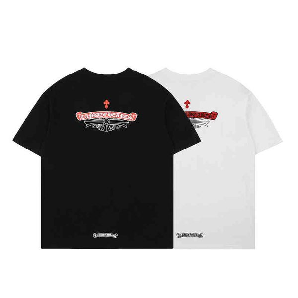 

designer latest fashion trendy brand men's t-shirts women's factory online export 2022 summer ch simple short sleeve loose cotton, White;black