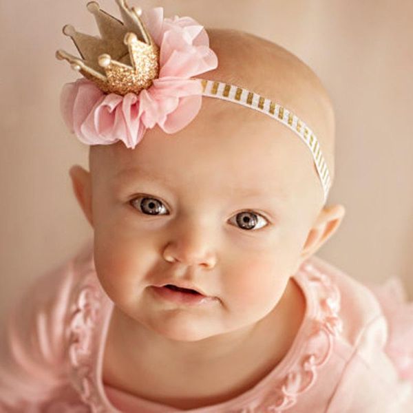 

hair accessories high-quality baby crown flower headgear, pearl children's one-year-old po headband decoration, Slivery;white