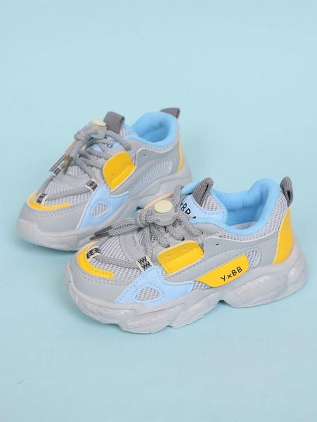 

toddler boys breathable lace-up front sneakers she, Black
