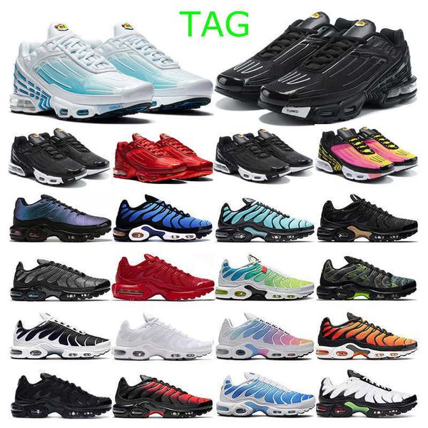 

tn plus 3.0 running shoes men women laser blue triple black white volt glow oreo womens breathable sneakers trainer outdoor sports 36-46