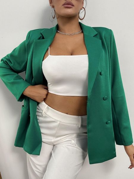 

sxy double breasted dual pocket blazer 73xz#, White