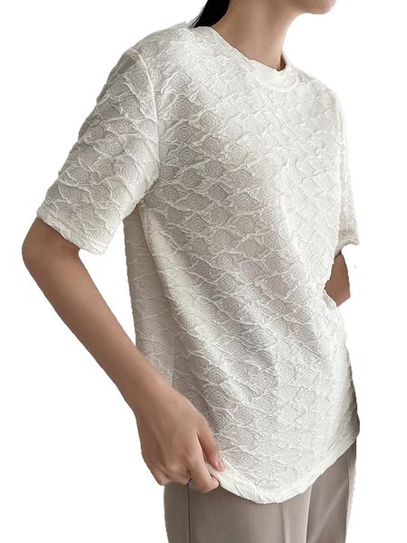 

dazy-less solid jacquard tee j0f2#, White