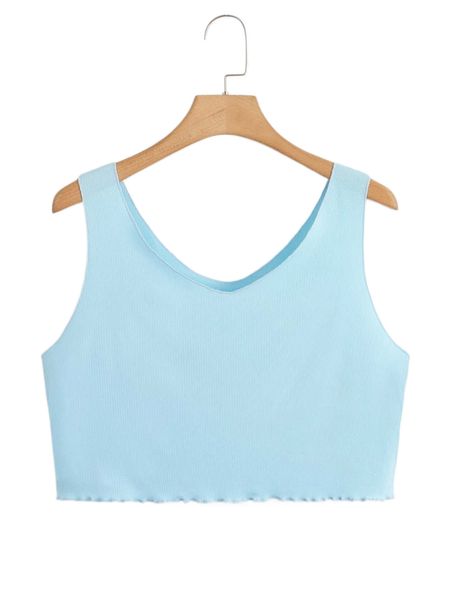 

plus rib-knit crop tank t07f#, Black