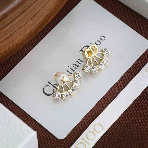 

2022 factory wholesale new rhinestone women's new net red versatile earrings, Golden