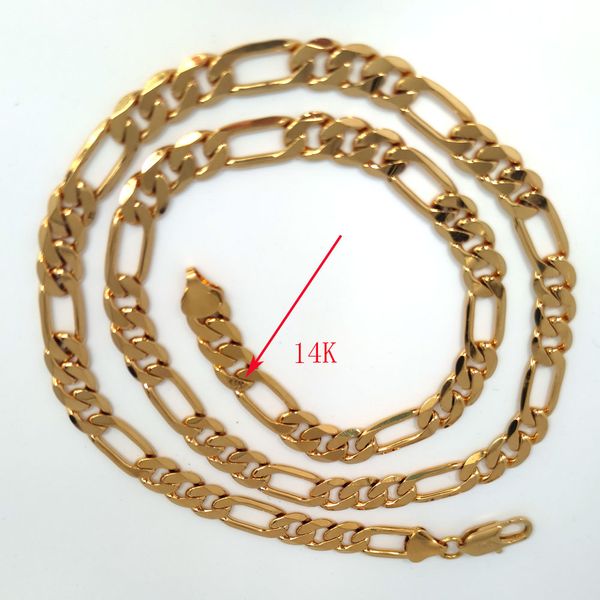 

14k italian figaro link chain necklace 8mm stamp gold plated 24", Silver