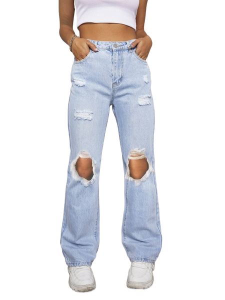 

zipper fly ripped boyfriend jeans h7z5#, Blue