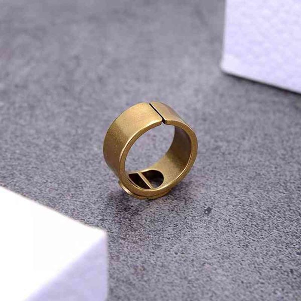 

letter large open ring women's old simple pair ring us design jewelry, Silver