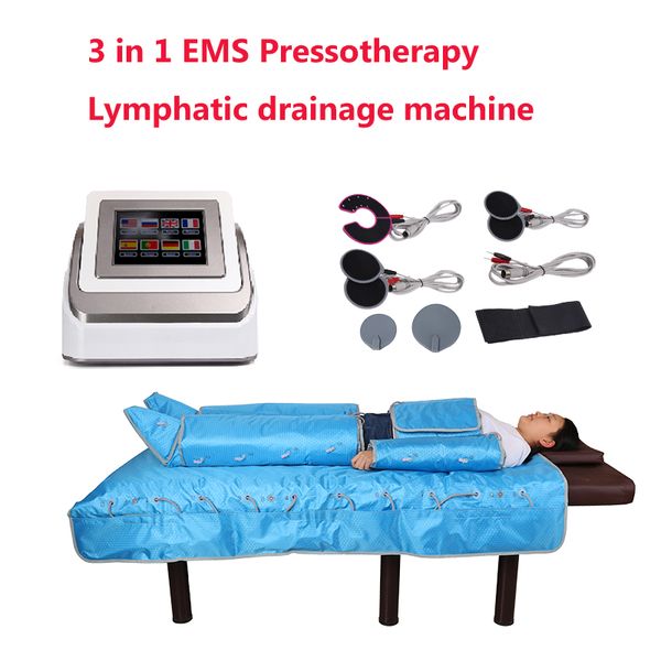 NEU 3 in 1 Pressotherapie Infrarot Hitze Schlampe Wickelkleidung Druck Massagebuttenblutung EMS Elektrische Muskelstimulation