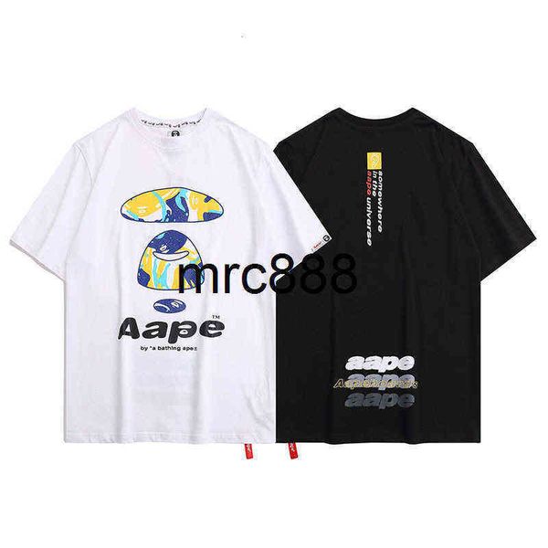 

ape fashion men's and women's summer short sleeve head simple camouflage print round neck loose t-shirt pure cotton, White;black