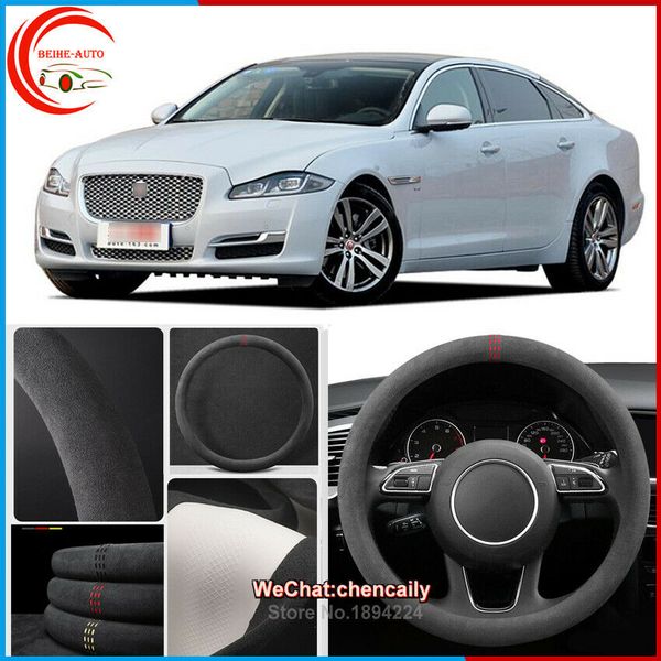 

for jaguar xj black alcantara car steering wheel cover all seasons suede case