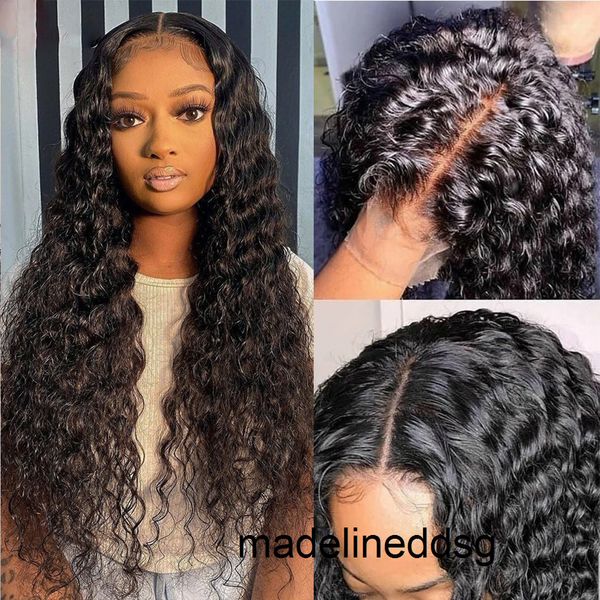 

5x5 hd lace closure wig deep wave remy brazilian human hair curly 14-32 inch wigs zqm5, Black