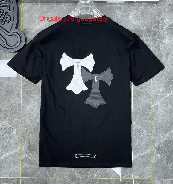 

mens luxury fashion t shirts ch brand man t-shirt horseshoe flower tees summer cross sanskrit letter short sleeve designer tshirts women shi, White;black