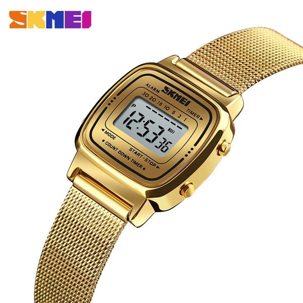 

skmei fashion sport watch women brands luxury 3bar waterproof ladies watches small dial digital watch relogio feminino 1252 220421, Slivery;brown