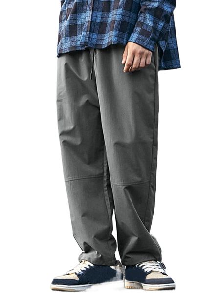 

men slant pocket drawstring waist pants l94l#, Black