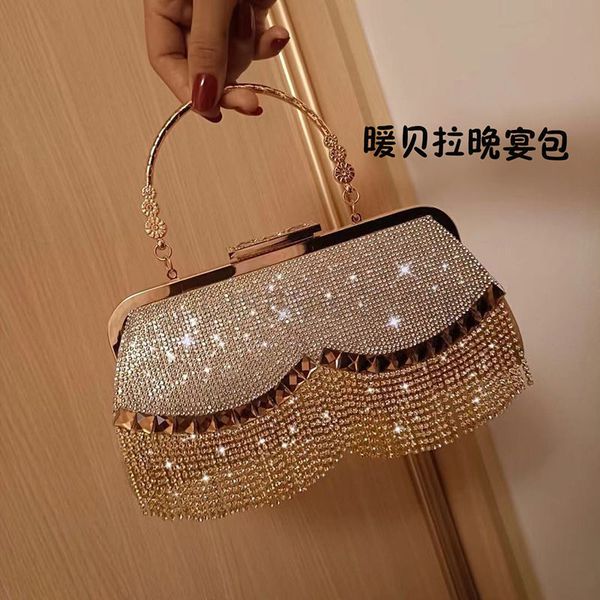 

designer cc even bag woman banquet new diamond fringed banquet evening suit versatile messenger celebrity hand dress cheongsam bag