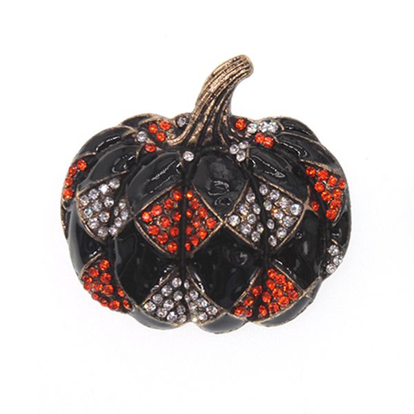 50pcs / 50mm spilla zucca di Halloween pin tono oro arancione strass cristallo smalto nero spille elegante spilla del ringraziamento