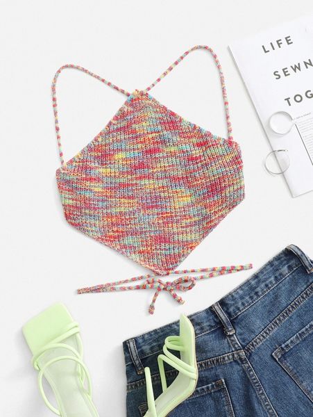 

space dye tie back knitted cover up r6xp#, White;black