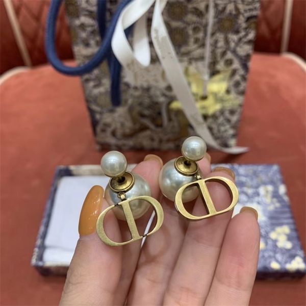 

letter pearl earrings femininity high sense light luxury earrings, Golden