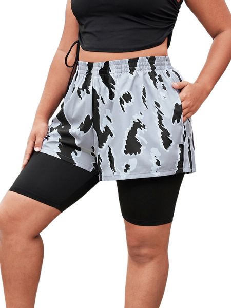 

plus colorblock graphic sports shorts o3ls#, Black