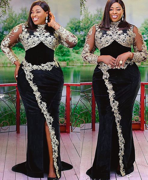 

2022 plus size arabic aso ebi black mermaid prom dresses lace satin evening formal party second reception birthday engagement gowns dress zj