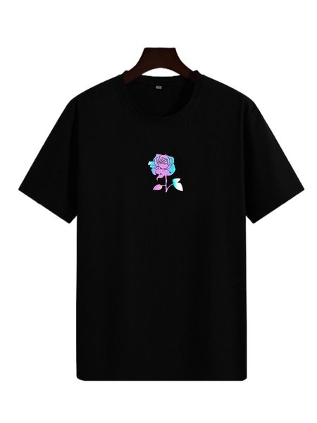 

men reflective rose print tee o3u6#, White;black