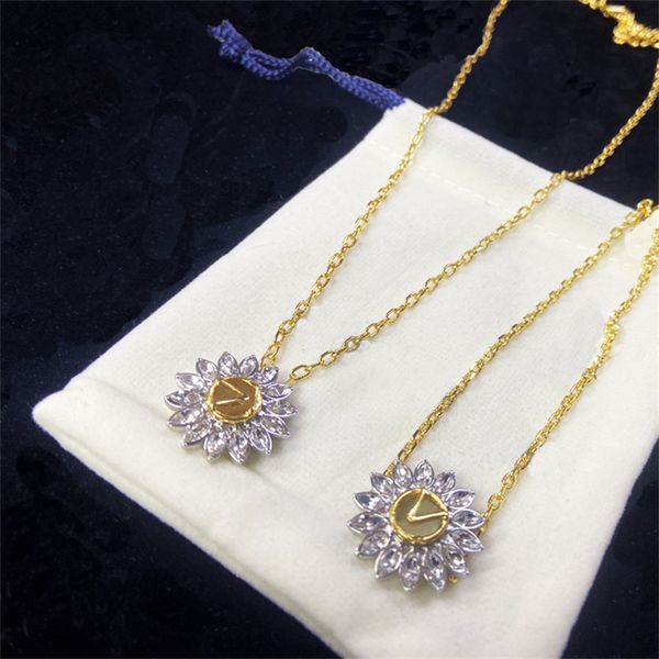 Elegantes pequenas flores braceletes colares simples letra pulseira vintage colar de bronze material conjunto de jóias colar de jóias