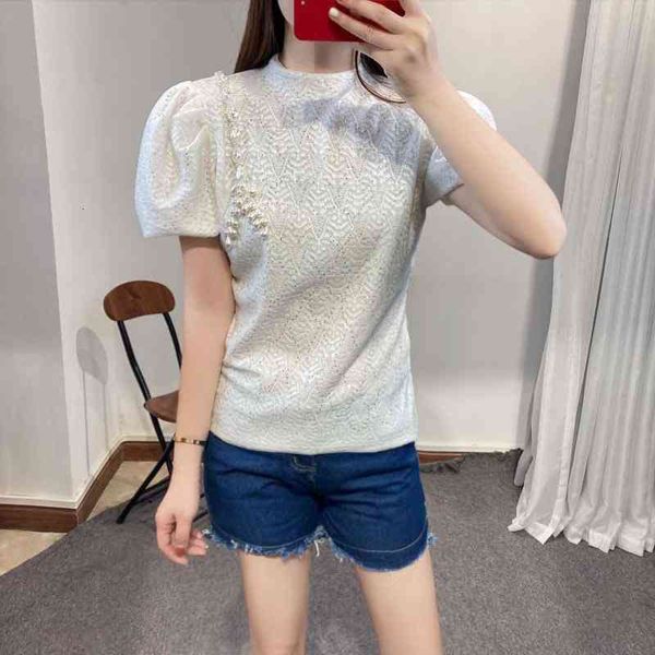 

women's sweaters nanyou high-end boutique women's knitwear short sleeve summer bubble brick small fragrance nxrp, White;black