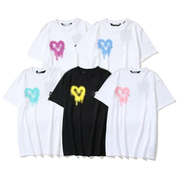 

2022 women's & tees t-shirt casual letters embroidered heart-shaped summer fashion men s couple t-shirt wholesale, White