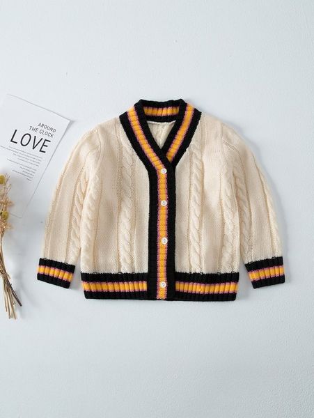 

toddler boys cable knit striped trim cardigan she01, Blue