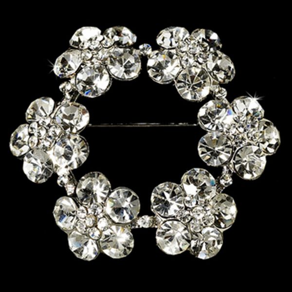 

silver plaed clea rhinestone crystal elegant wreath bridal pin brooch, Gray